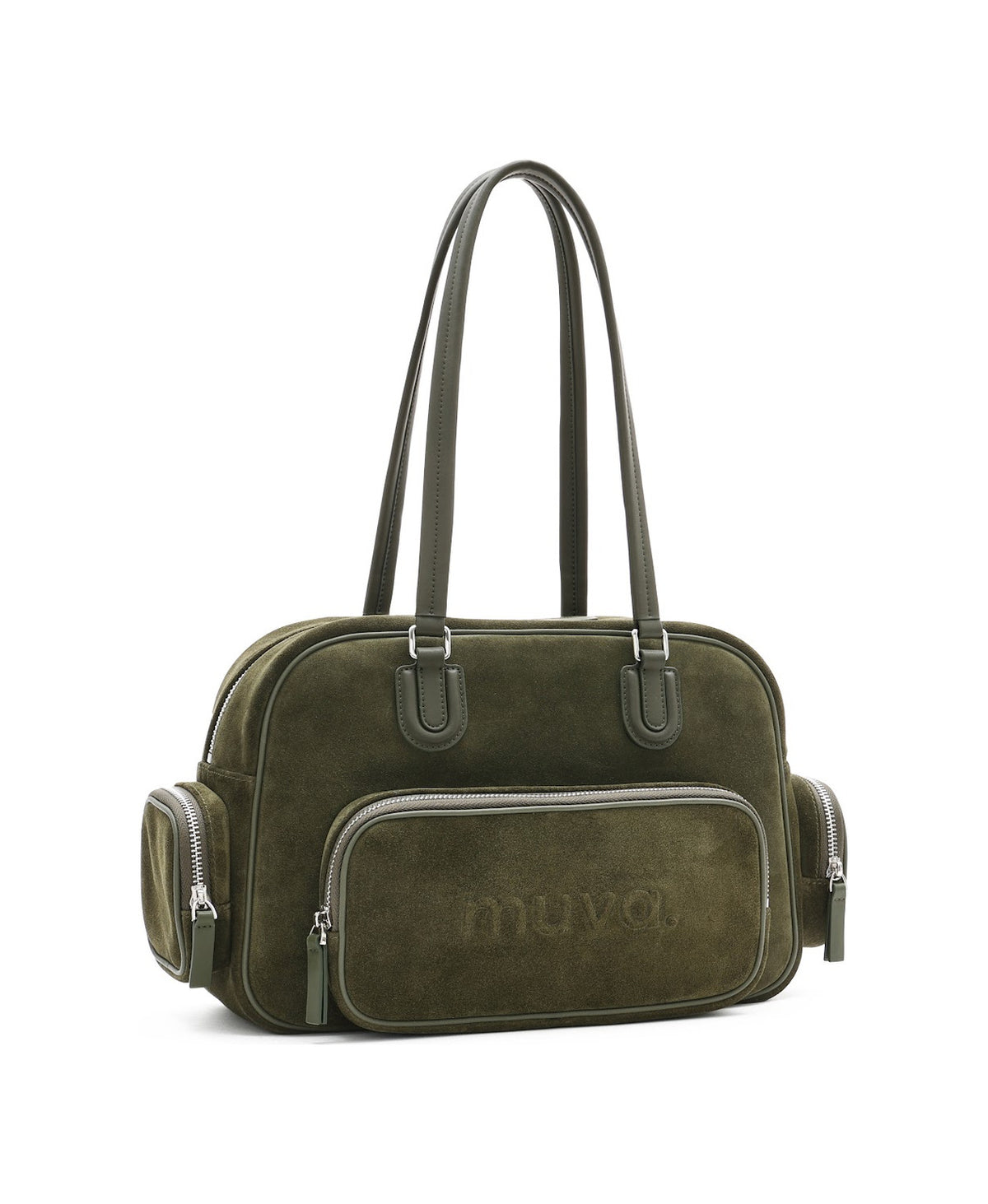 BoBo Citywalk Suede Shoulder Bag in Olive Green, product view 3