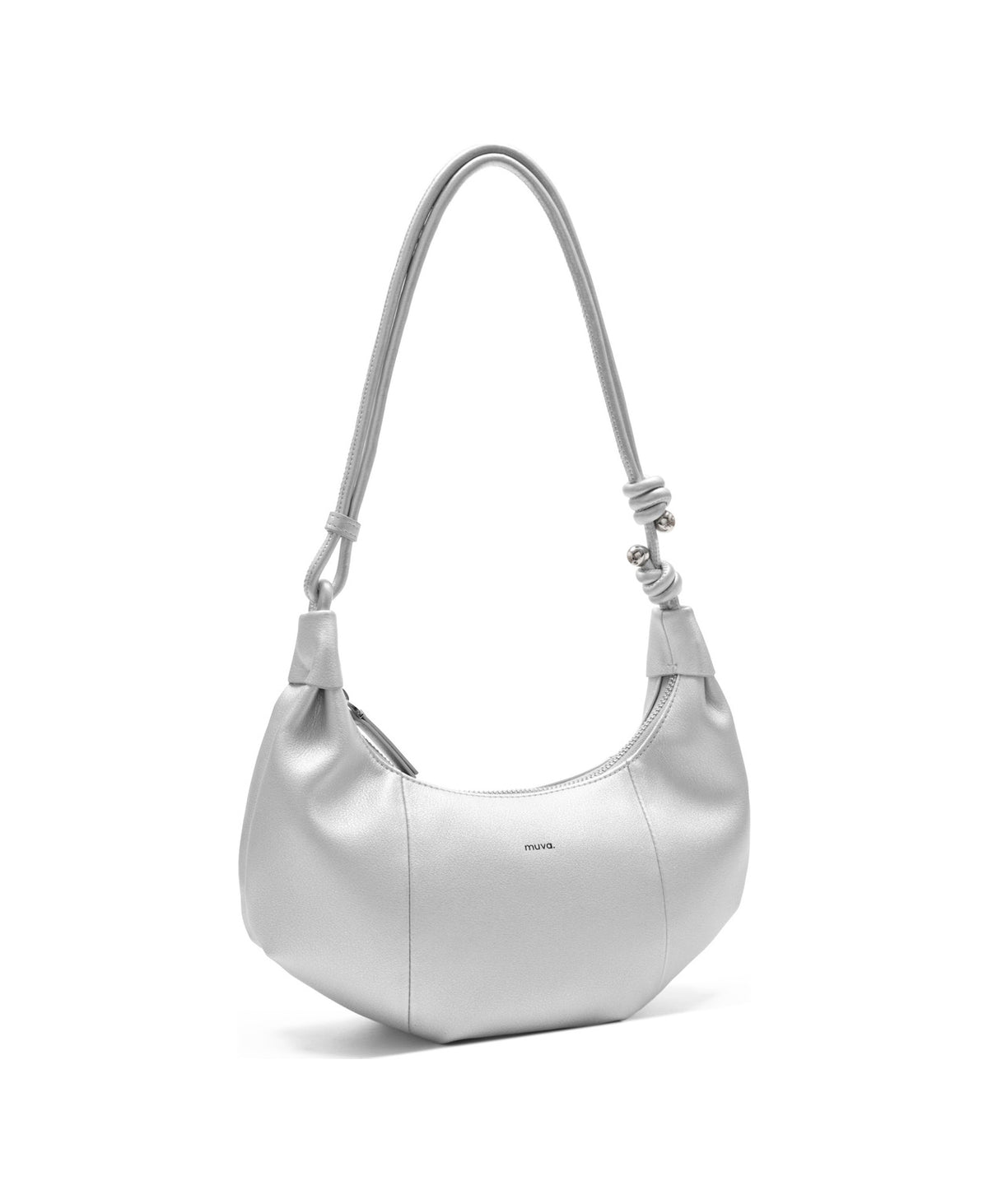 Jingle Mini Croissant Bag in Moon Rock Silver, product view 7