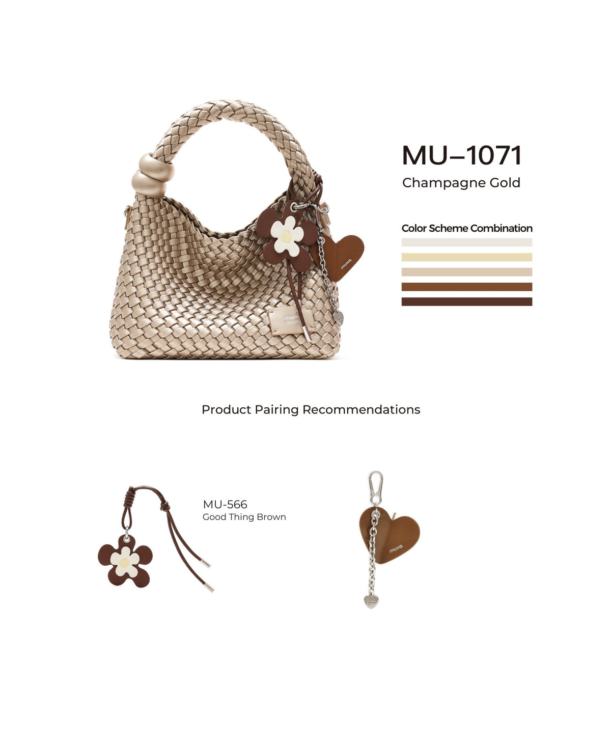 ZhuZhu Woven Bag · Champagne Gold with its matching charms: official pairing guide