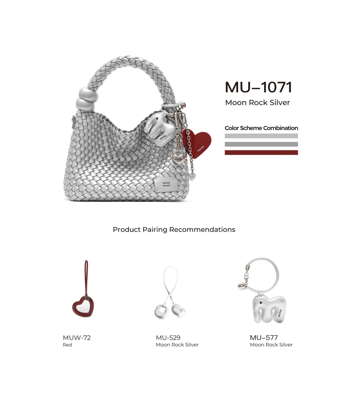 ZhuZhu Woven Bag · Moon Rock Silver with its matching charms: official pairing guide