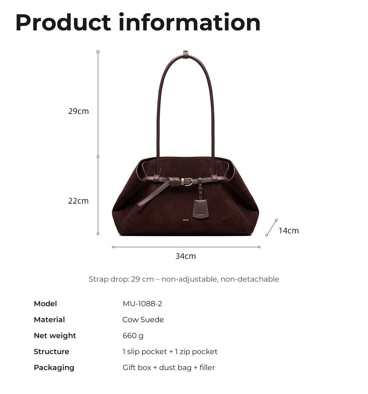 MU-1088-2 product information: 34 × 14 × 22 cm