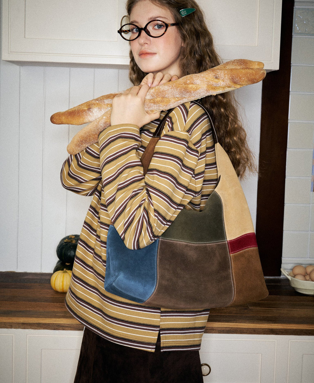 Puzzle Colour Block Hobo Bag · Mini · Fair Isle Latte