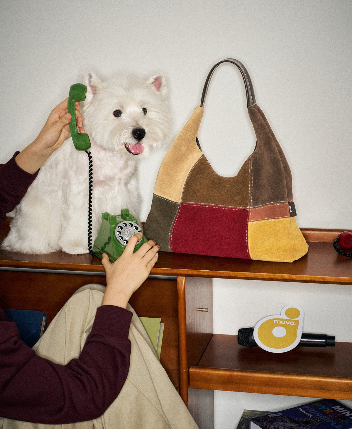 Puzzle Colour Block Hobo Bag · Mini · Butter Canelé