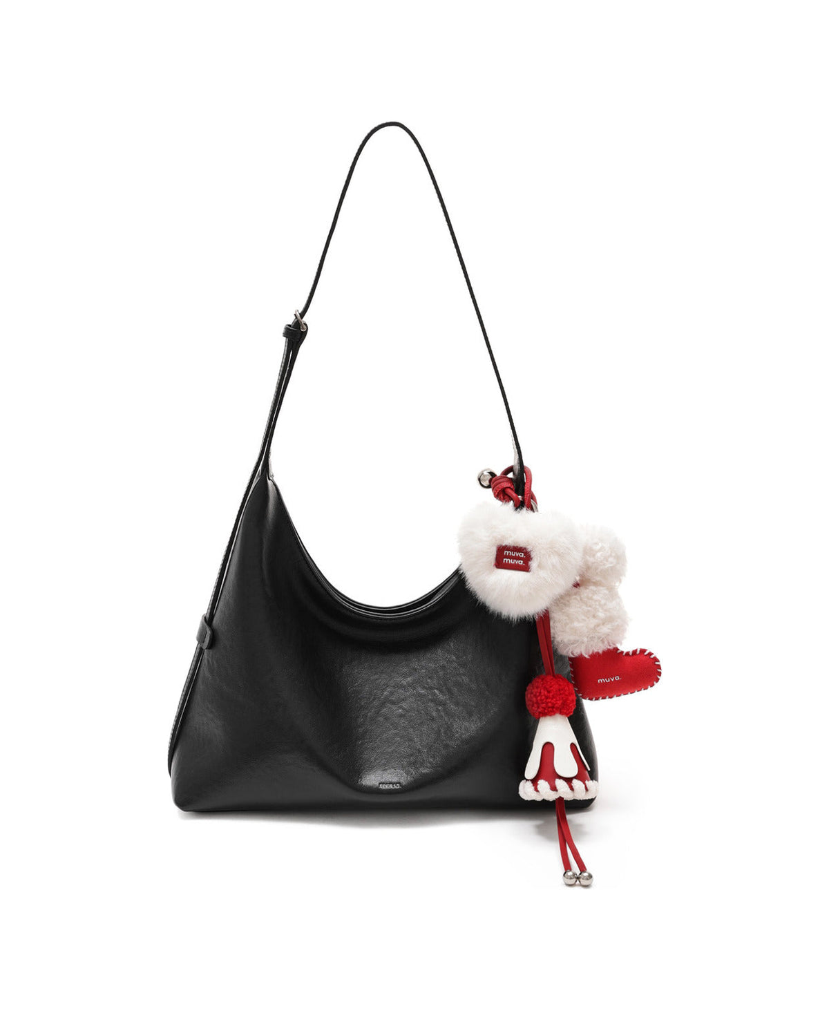 Christmas Stocking Charm (Red) styled on Companion Hobo Bag · Black