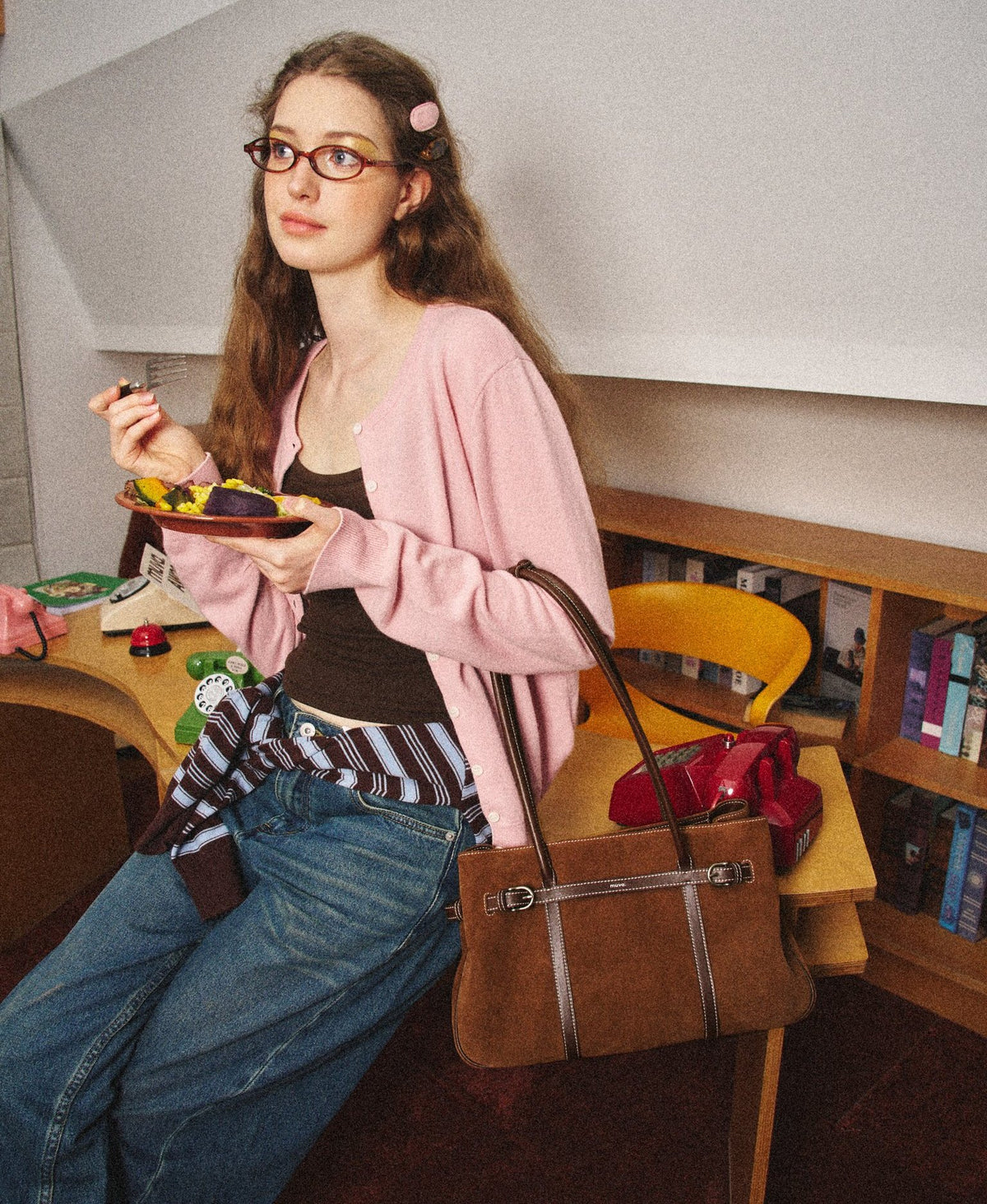 Hopscotch Tales Garden Tote Bag · Suede · Caramel Brown