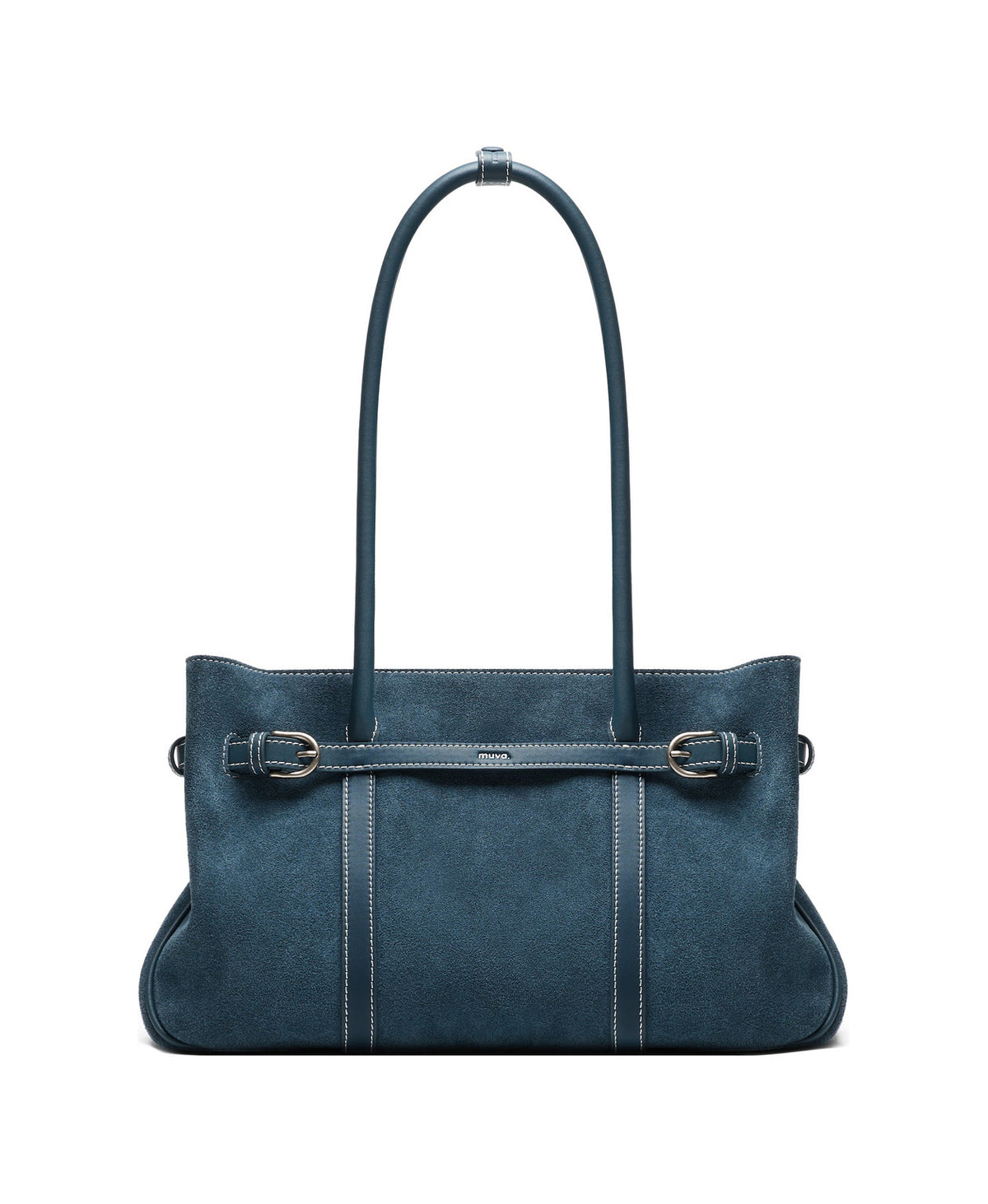 Hopscotch Tales Garden Tote Bag · Suede in Denim Blue