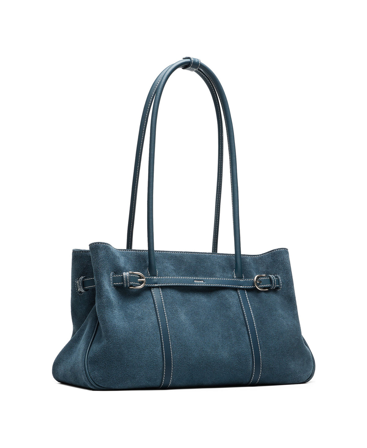 Hopscotch Tales Garden Tote Bag · Suede in Denim Blue, product view 5