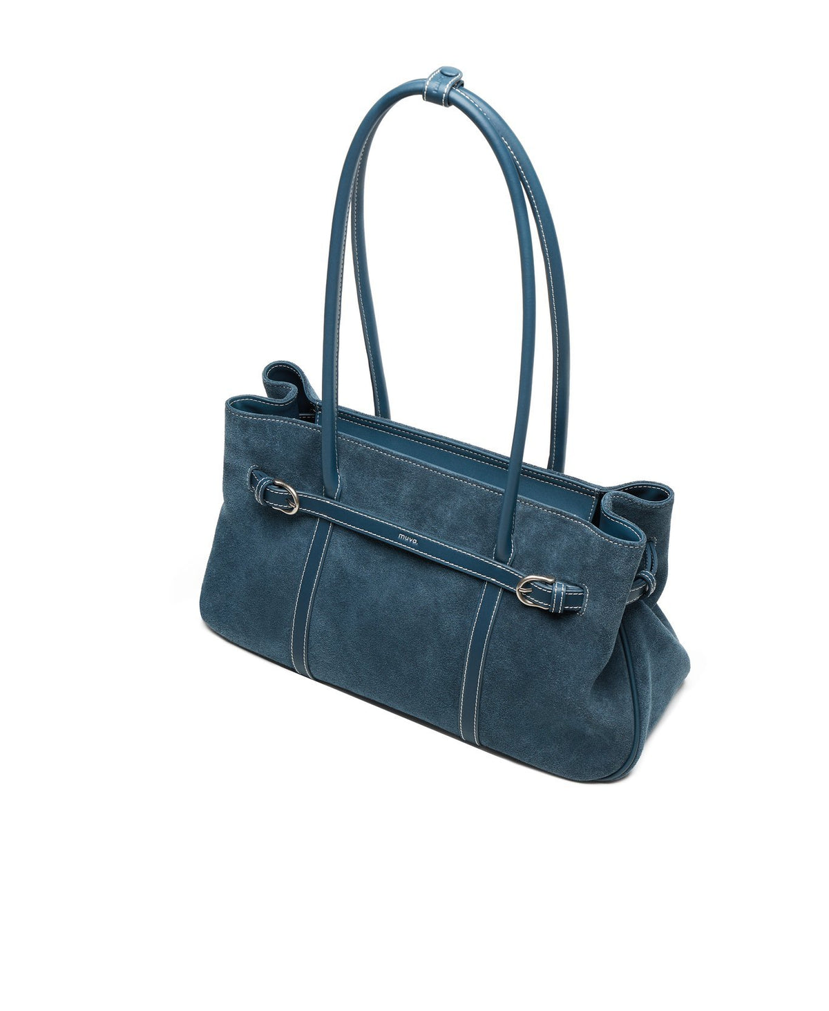Hopscotch Tales Garden Tote Bag · Suede · Denim Blue
