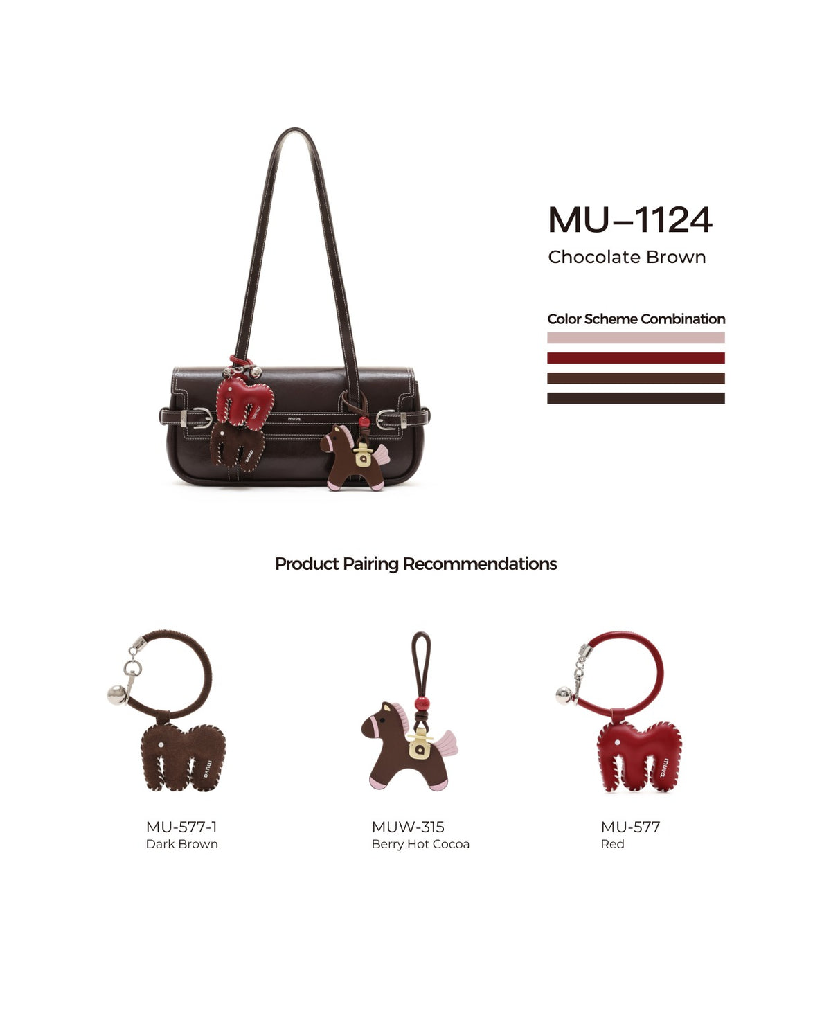 Hopscotch Tales Hopscotch Baguette Bag · Chocolate Brown with its matching charms: official pairing guide
