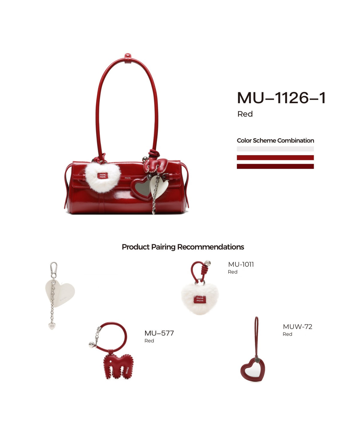 Hopscotch Tales Garden Shoulder Bag · Gloss · Red with its matching charms: official pairing guide