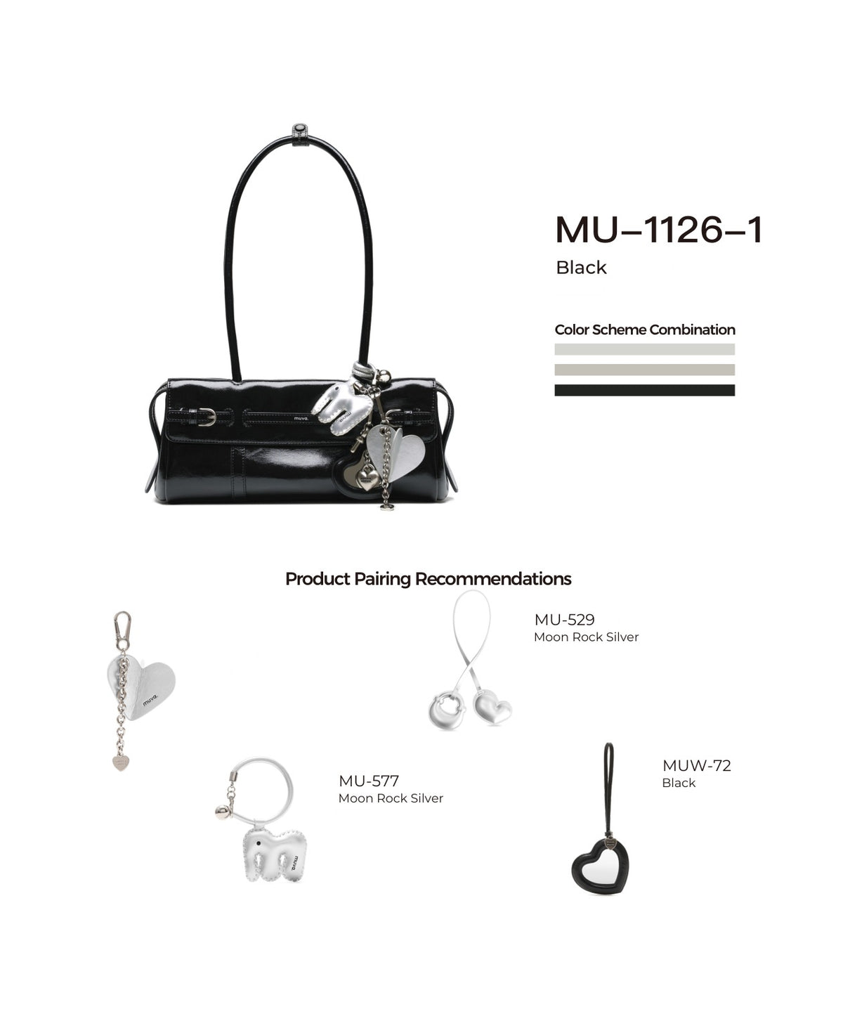 Hopscotch Tales Garden Shoulder Bag · Gloss · Black with its matching charms: official pairing guide