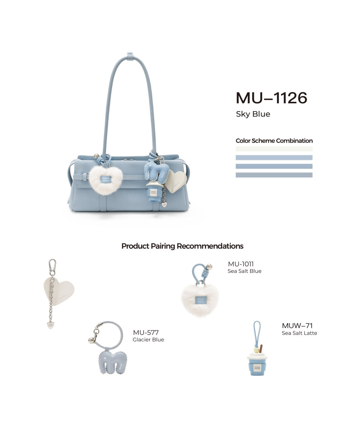 Hopscotch Tales Garden Shoulder Bag · Sky Blue with its matching charms: official pairing guide