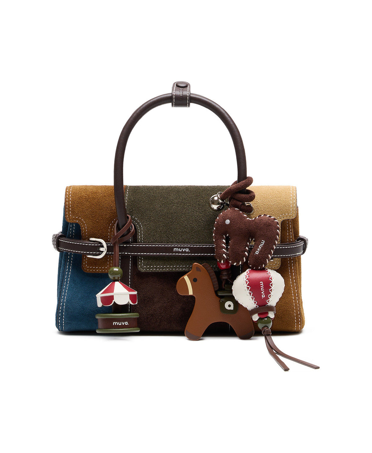 Carousel Charm (Strawberry Basil Dark Chocolate) styled on Hopscotch Tales Hopscotch Bag · Patchwork · Matcha Canelé