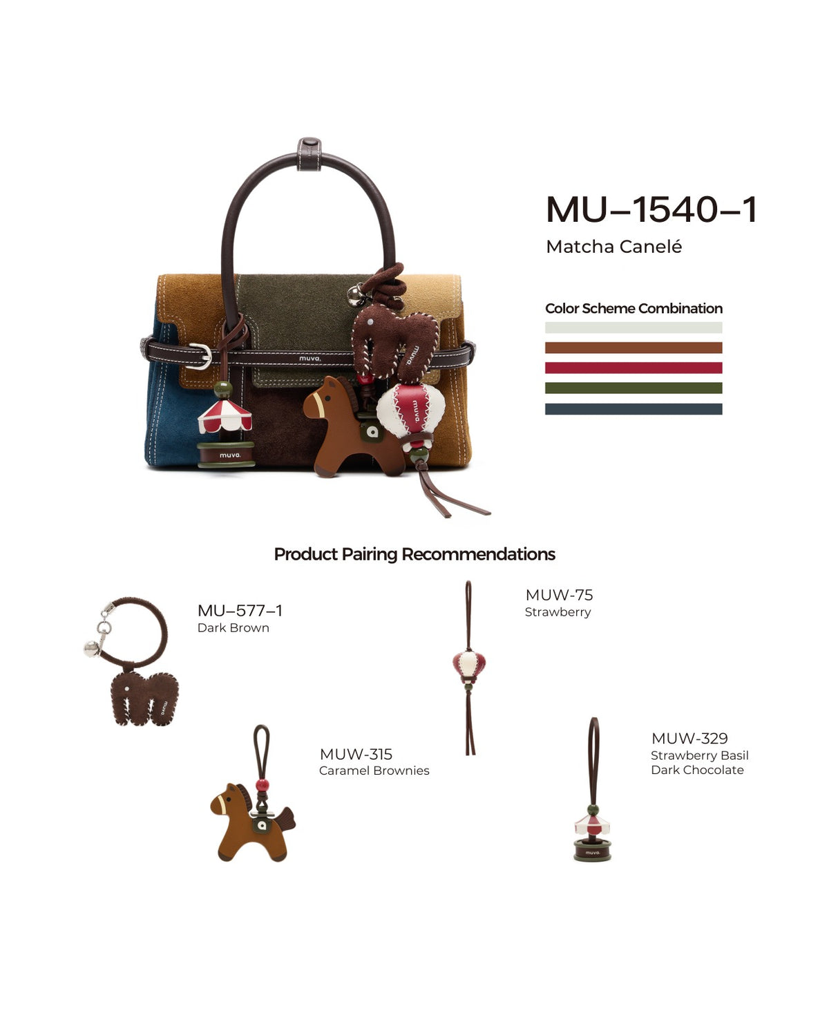 Hopscotch Tales Hopscotch Bag · Patchwork · Matcha Canelé with its matching charms: official pairing guide