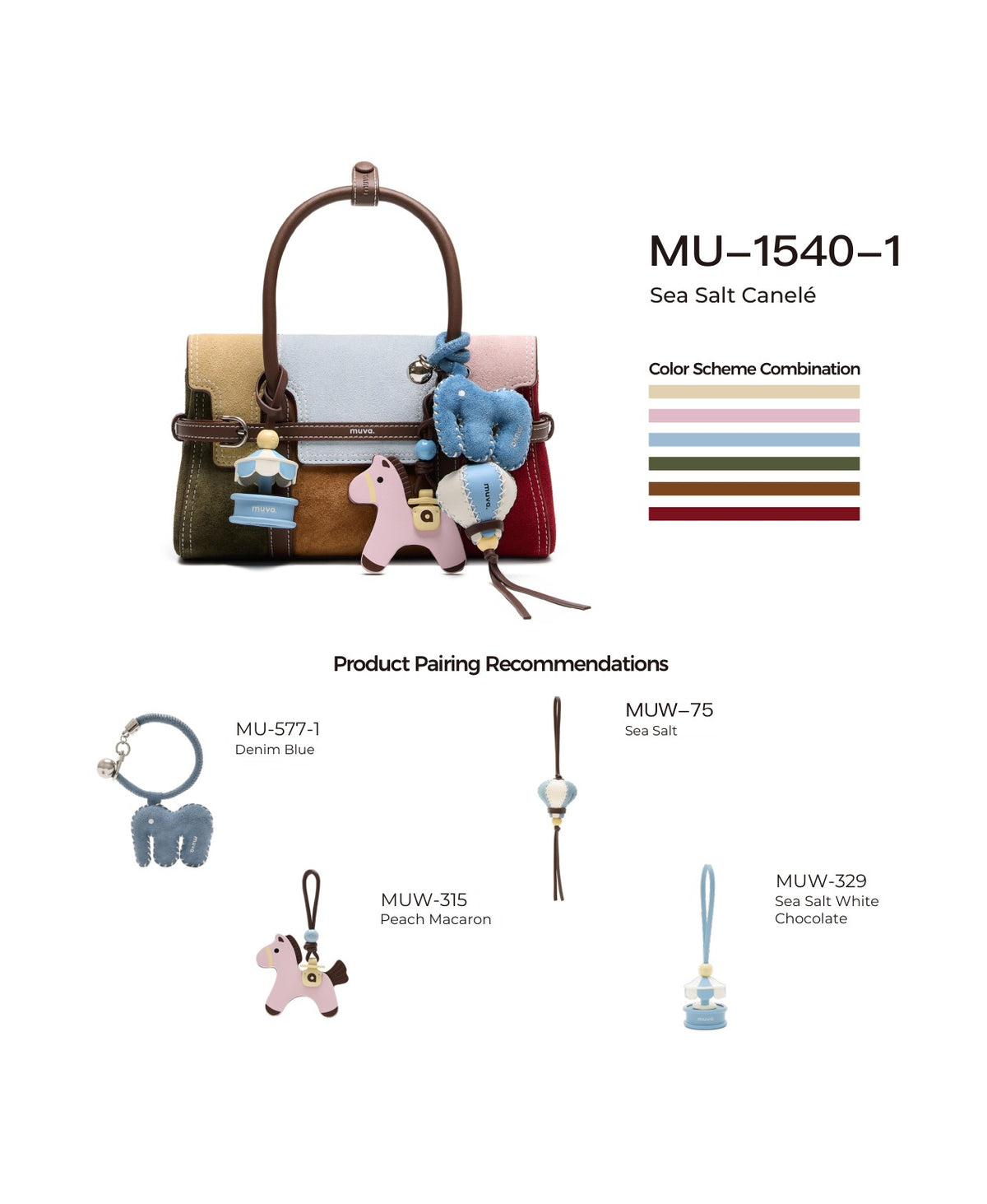 Hopscotch Tales Hopscotch Bag · Patchwork · Sea Salt Canelé with its matching charms: official pairing guide