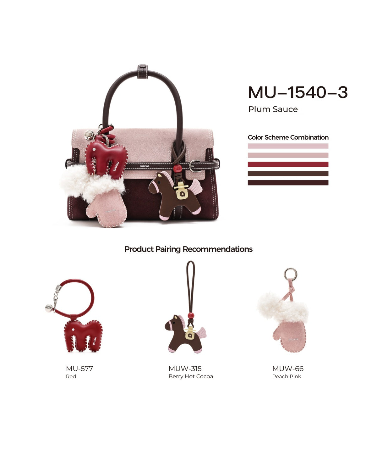 Hopscotch Tales Hopscotch Bag · Two-Tone · Plum Sauce with its matching charms: official pairing guide