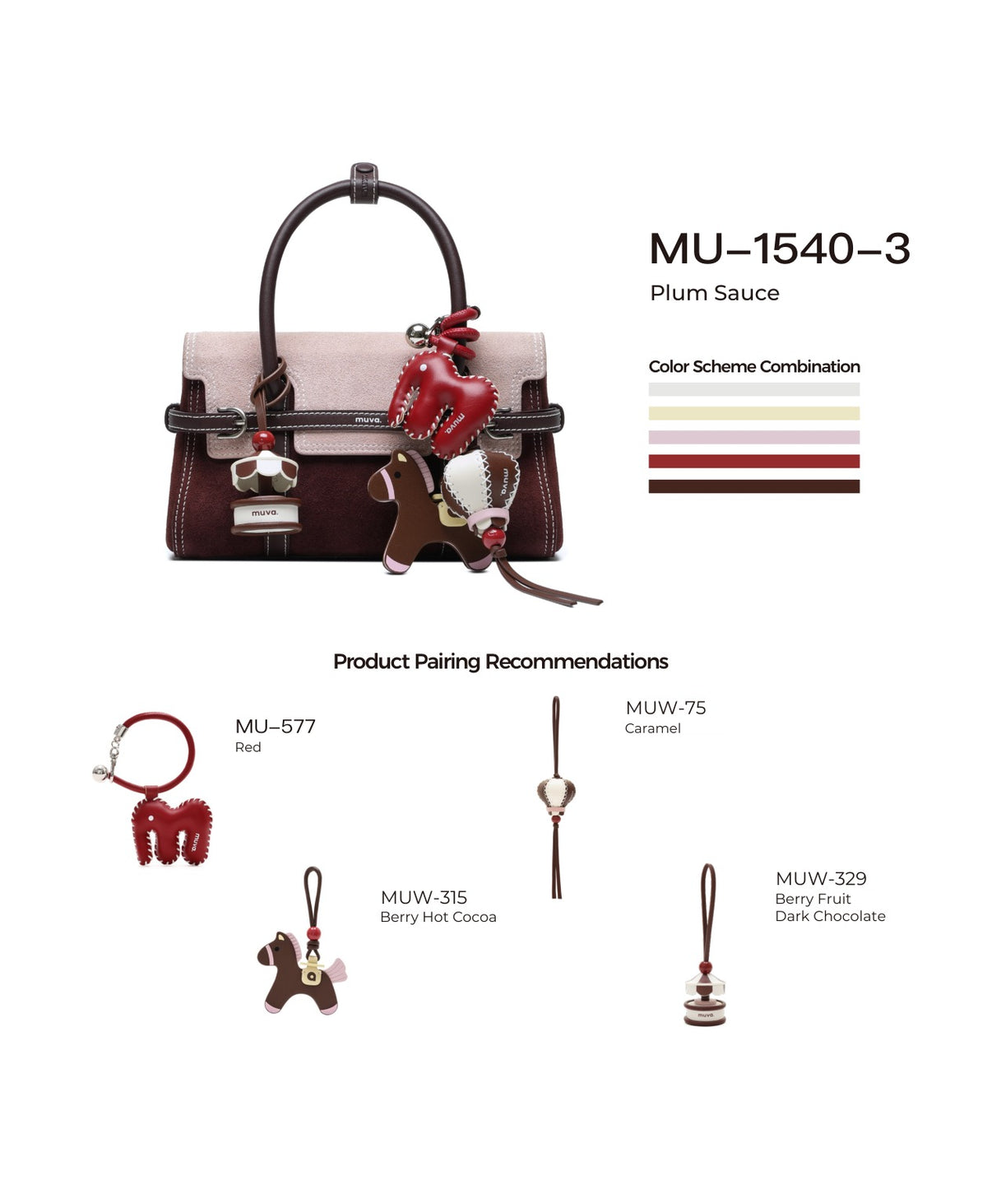 Hopscotch Tales Hopscotch Bag · Two-Tone · Plum Sauce with its matching charms: official pairing guide