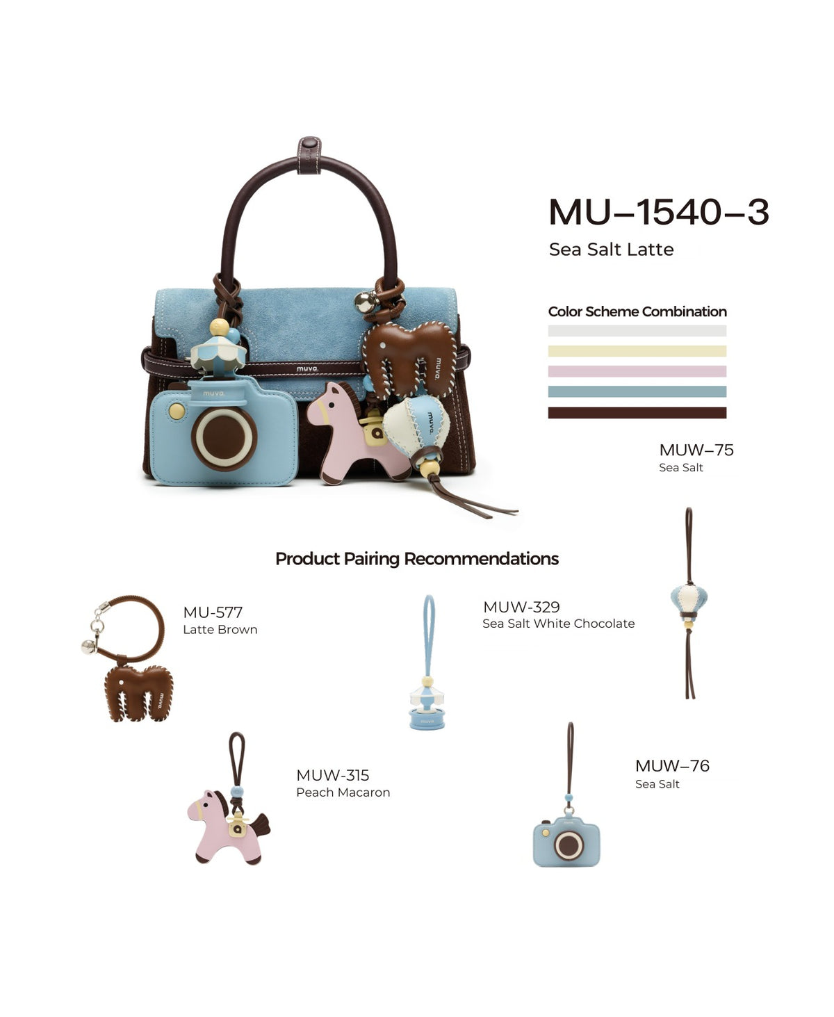 Hopscotch Tales Hopscotch Bag · Two-Tone · Sea Salt Latte with its matching charms: official pairing guide