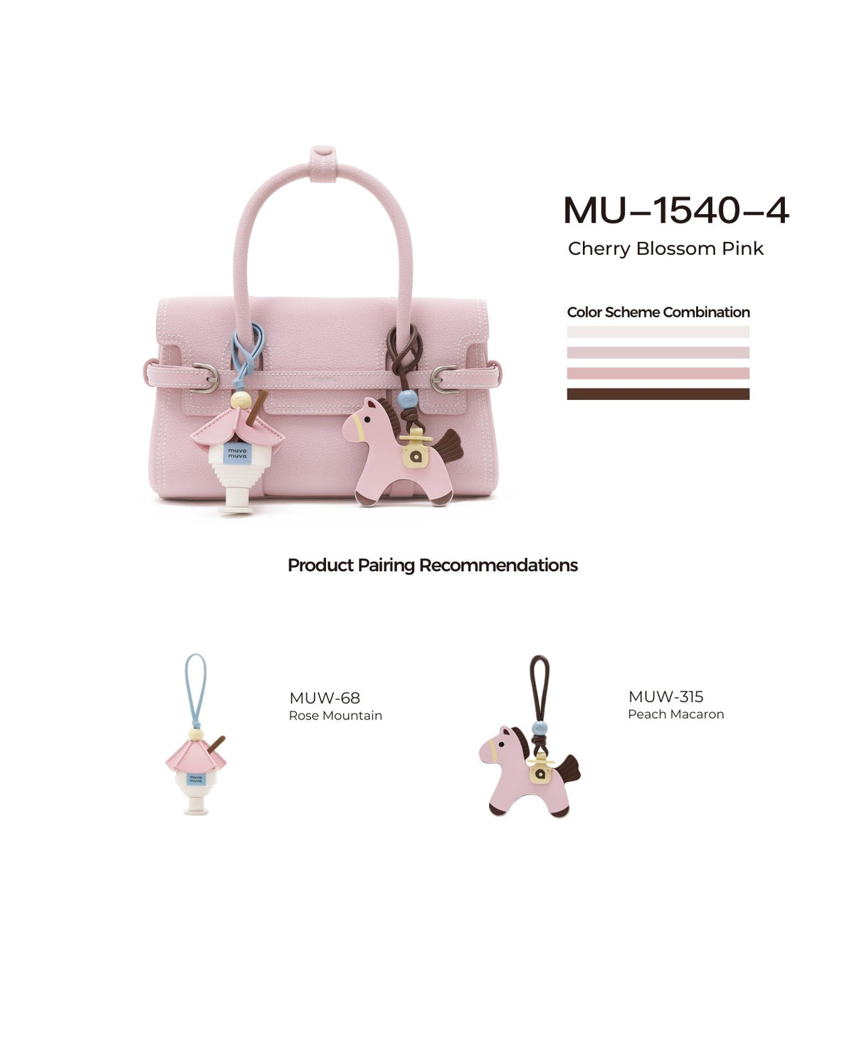 Hopscotch Tales Hopscotch Bag · Leather · Cherry Blossom Pink with its matching charms: official pairing guide