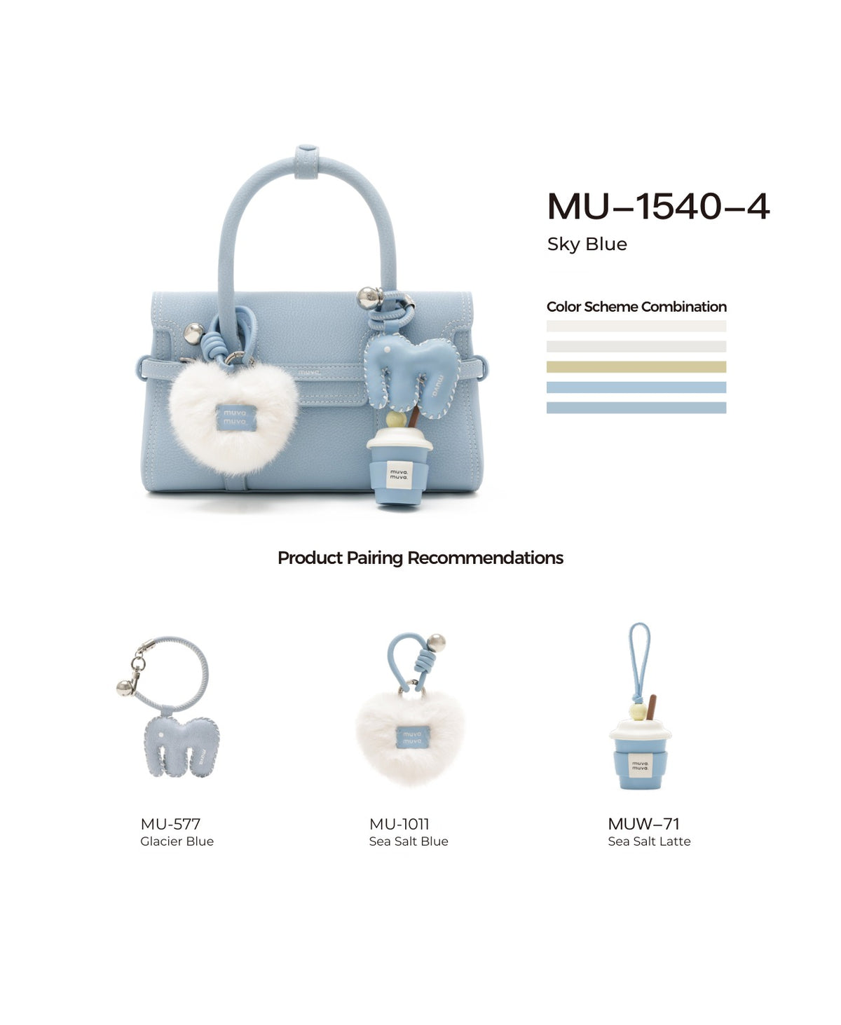 Hopscotch Tales Hopscotch Bag · Leather · Sky Blue with its matching charms: official pairing guide