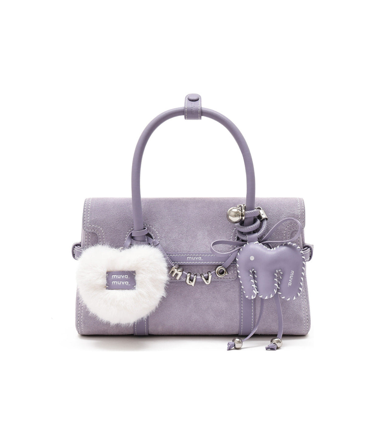 Little Elephant Charm (Purple Yam) styled on Hopscotch Tales Hopscotch Bag · Pastel Suede · Purple Yam
