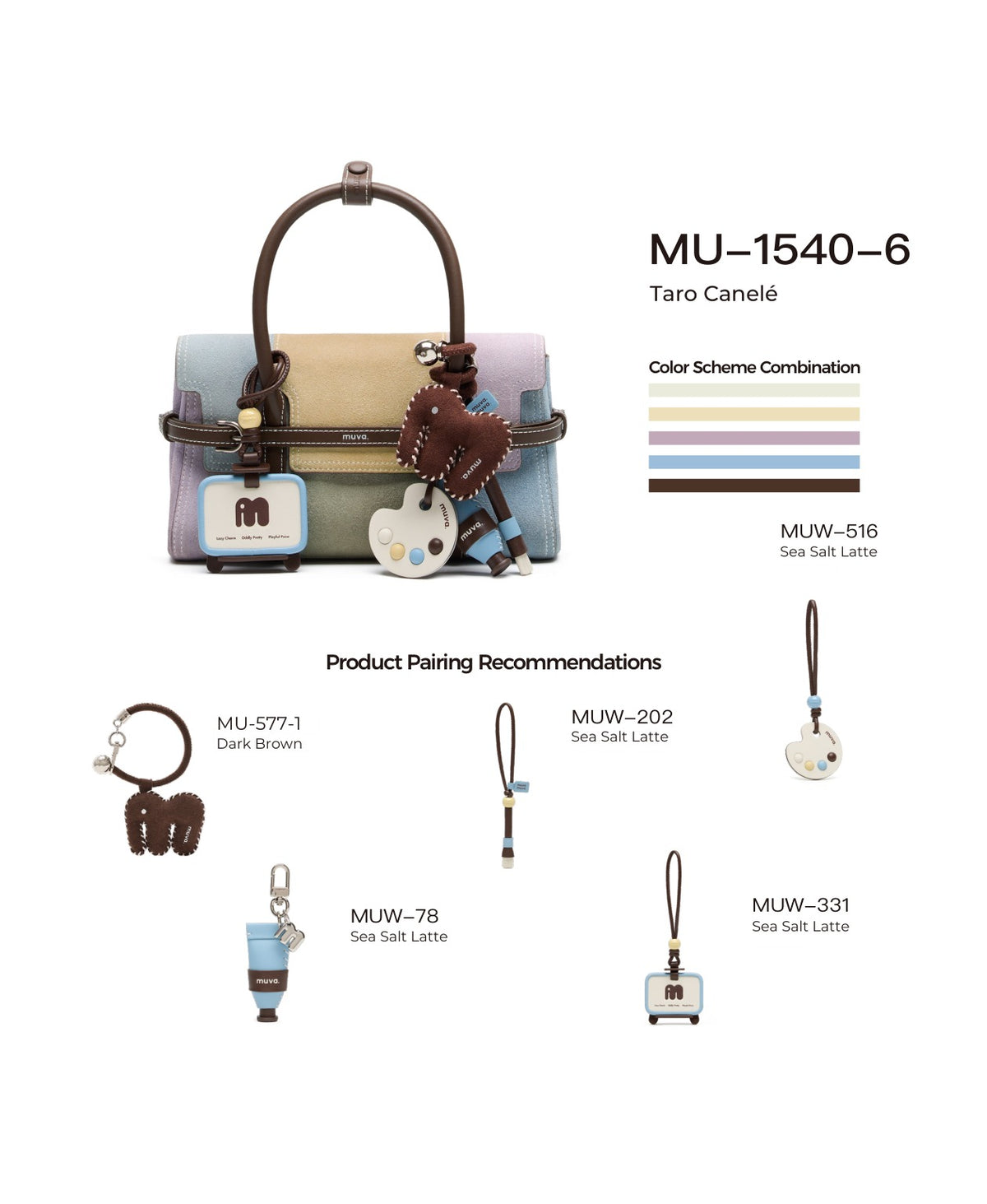 Hopscotch Tales Hopscotch Bag · Patchwork · Taro Canelé with its matching charms: official pairing guide
