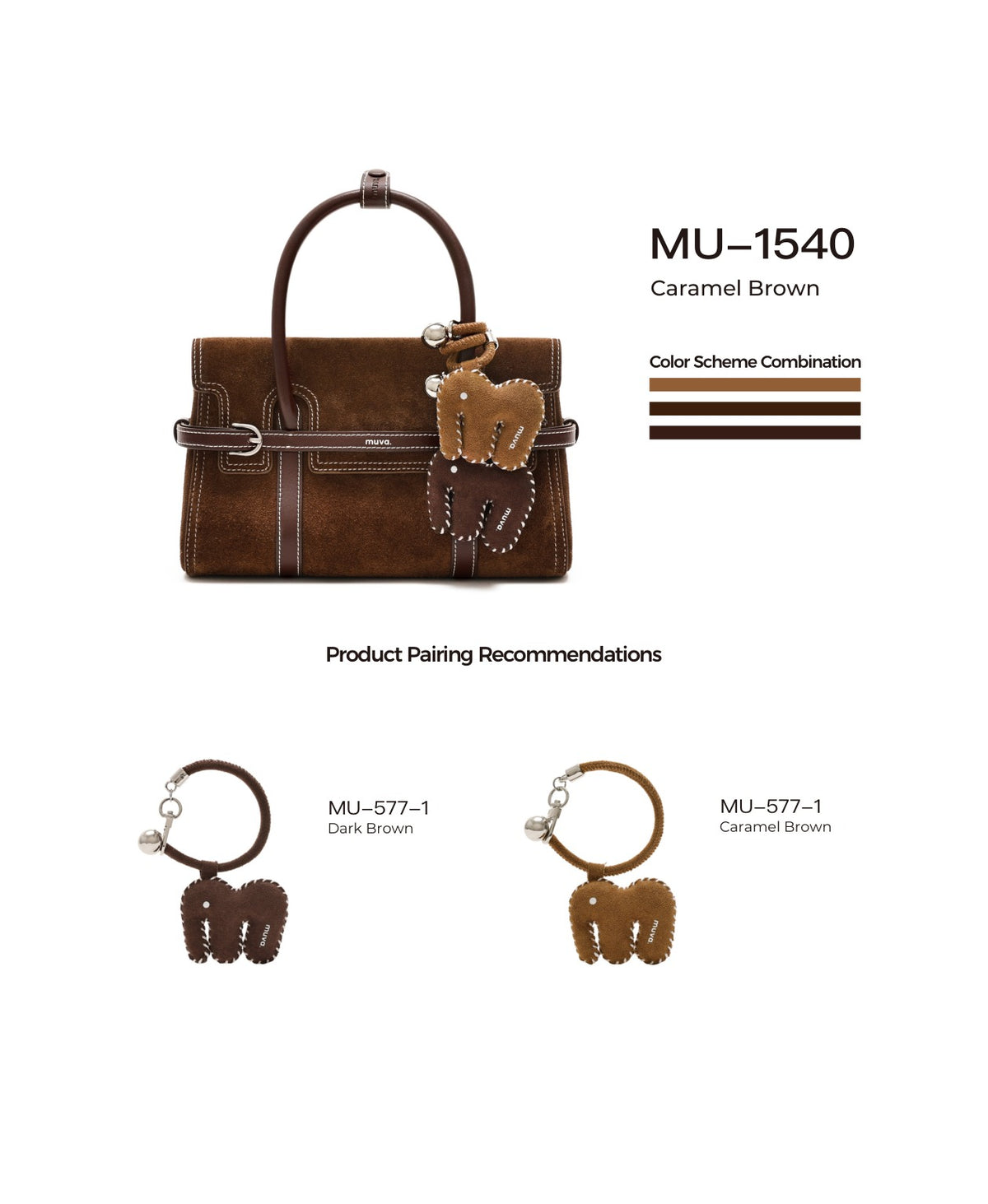 Hopscotch Tales Hopscotch Bag · Suede · Caramel Brown with its matching charms: official pairing guide