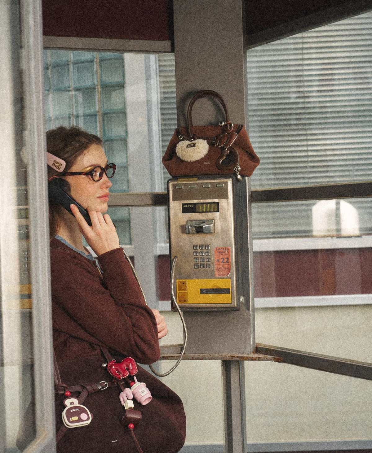 Tab Strap Fold-Over Handbag · Suede · Caramel Brown