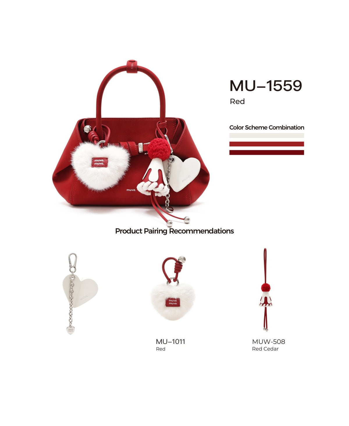 Tab Strap Fold-Over Handbag · Microsuede · Red with its matching charms: official pairing guide