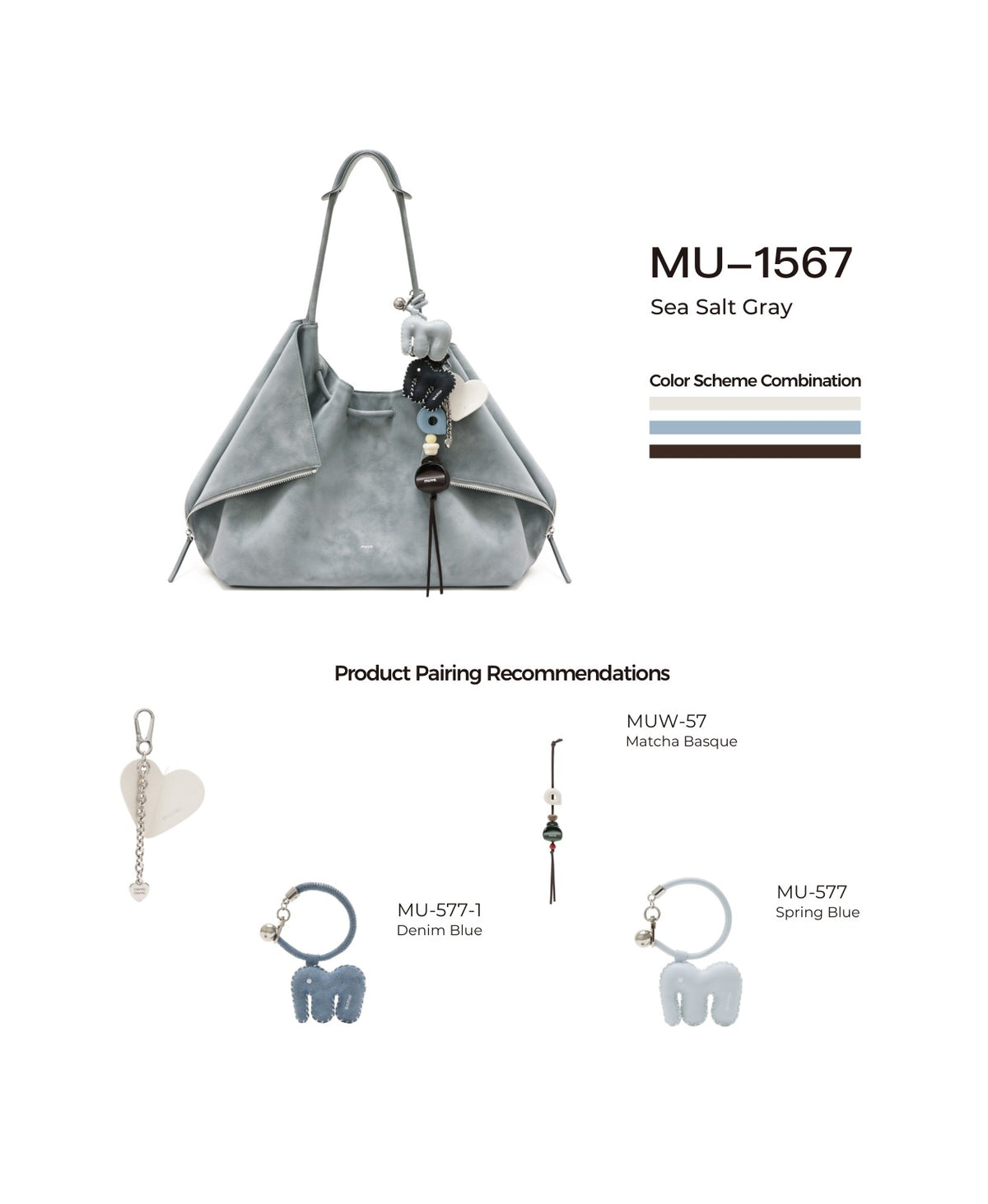 Companion Stroll Soft Tote · Sea Salt Gray with its matching charms: official pairing guide