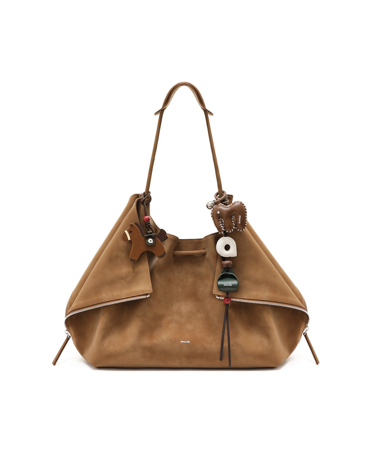 Afternoon Tea Charm (Matcha Basque) styled on Stroll Soft Tote · Sugar