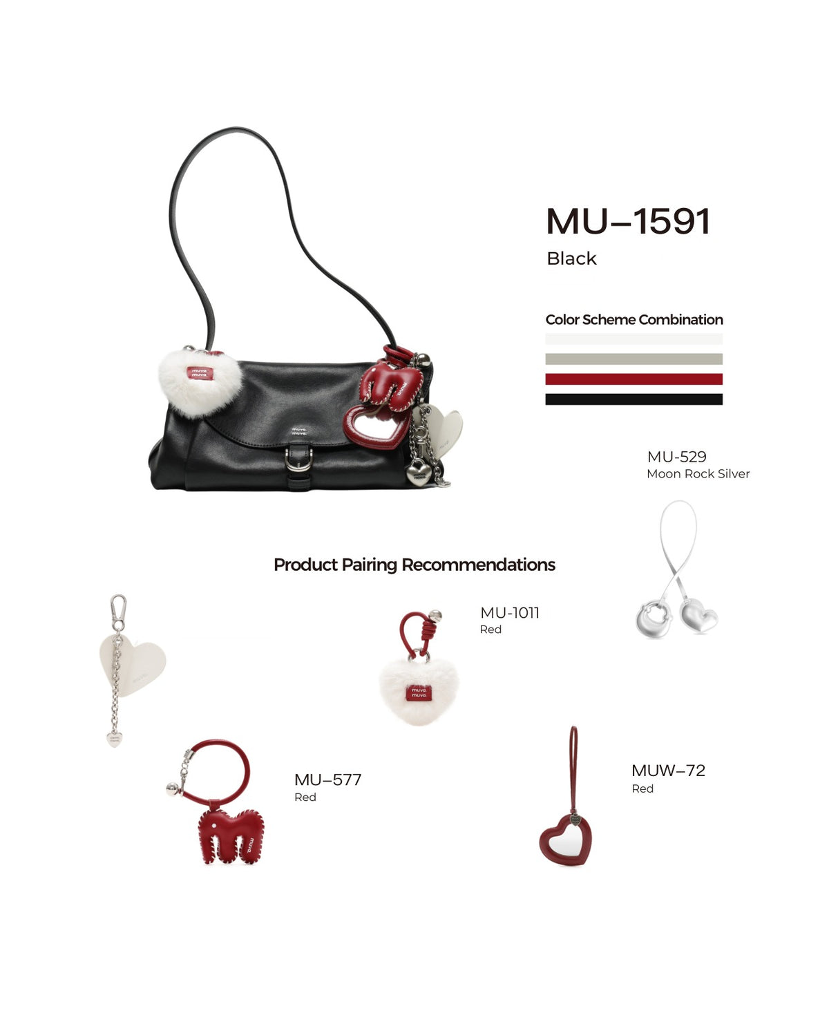 Paradise Pleat Bag · Black with its matching charms: official pairing guide