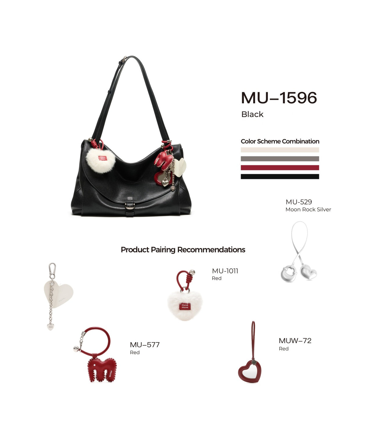 Paradise Pleat Shoulder Bag · Black with its matching charms: official pairing guide