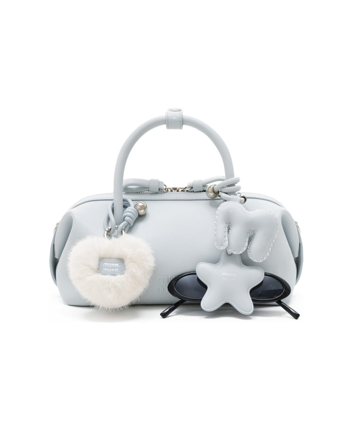 Plush Heart Charm · Short (Glacier Blue) styled on Bakery Bubble Bag · Sea Salt Blue