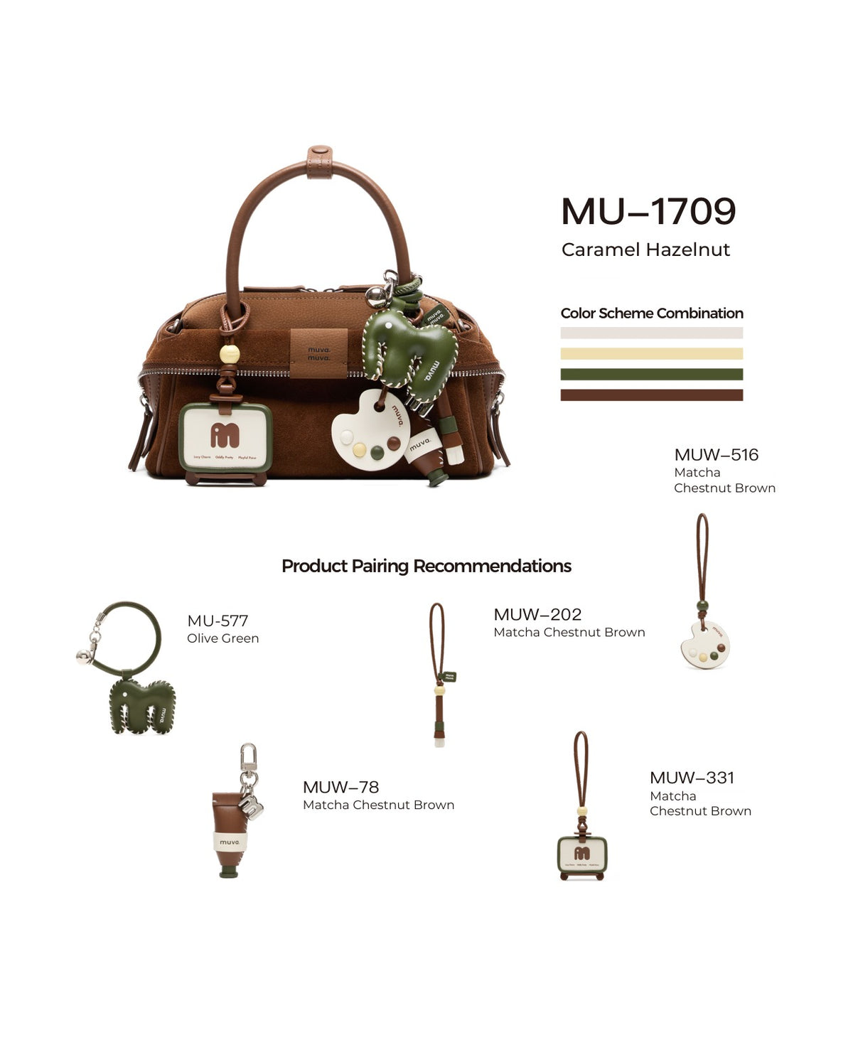 Sweet Layers Bag · Caramel Hazelnut with its matching charms: official pairing guide