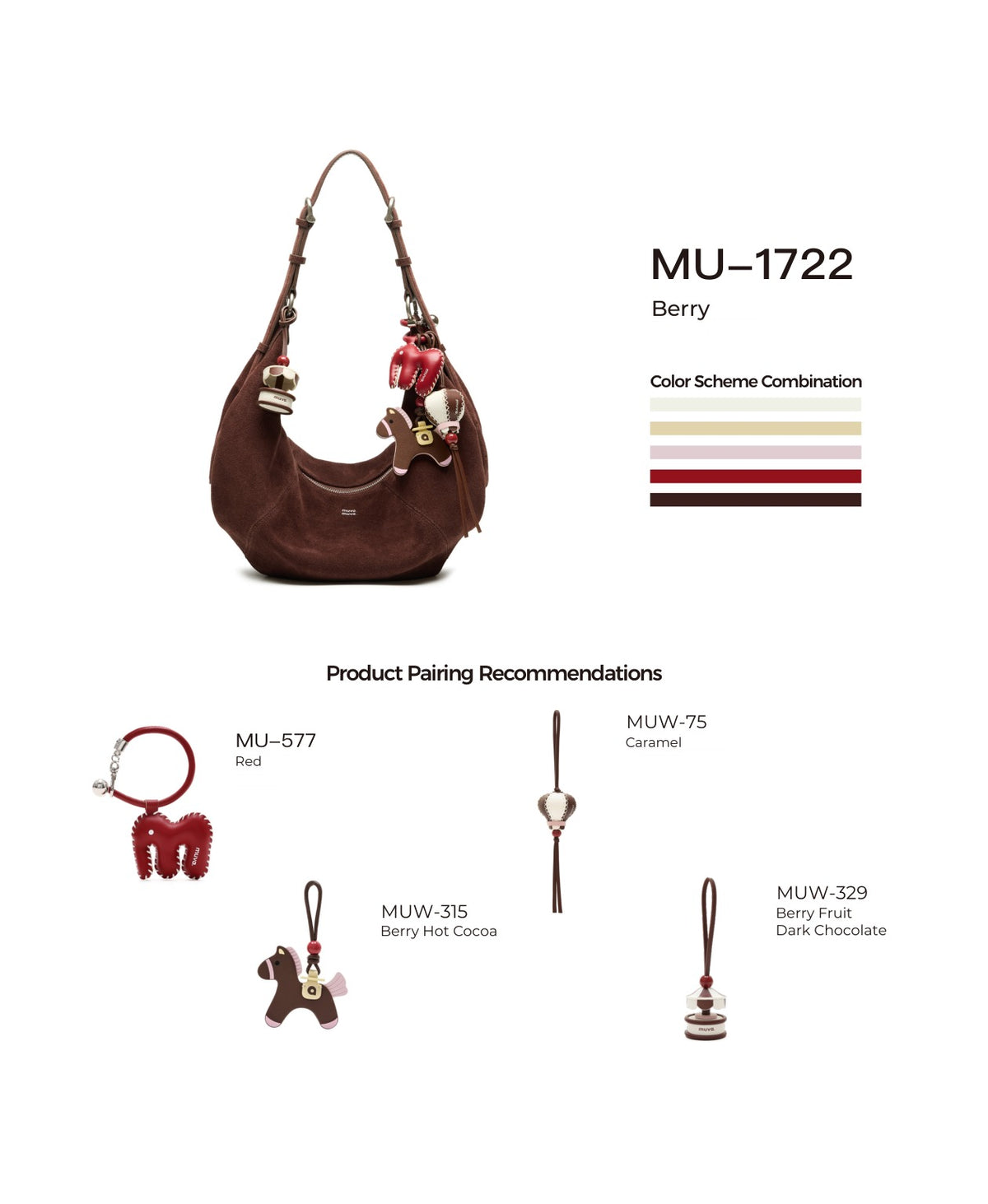 Sway Crescent Bag · Berry with its matching charms: official pairing guide