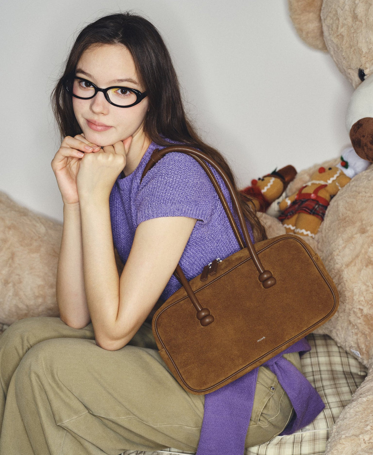 ZhuZhu Boston Suede Shoulder Bag · Maple Leaf Brown