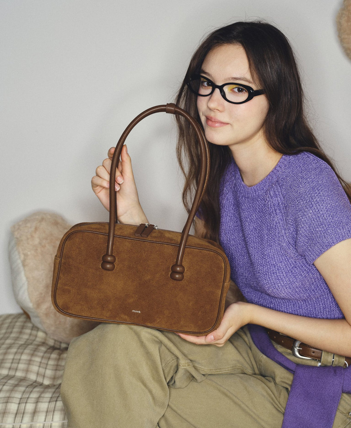 ZhuZhu Boston Suede Shoulder Bag · Maple Leaf Brown