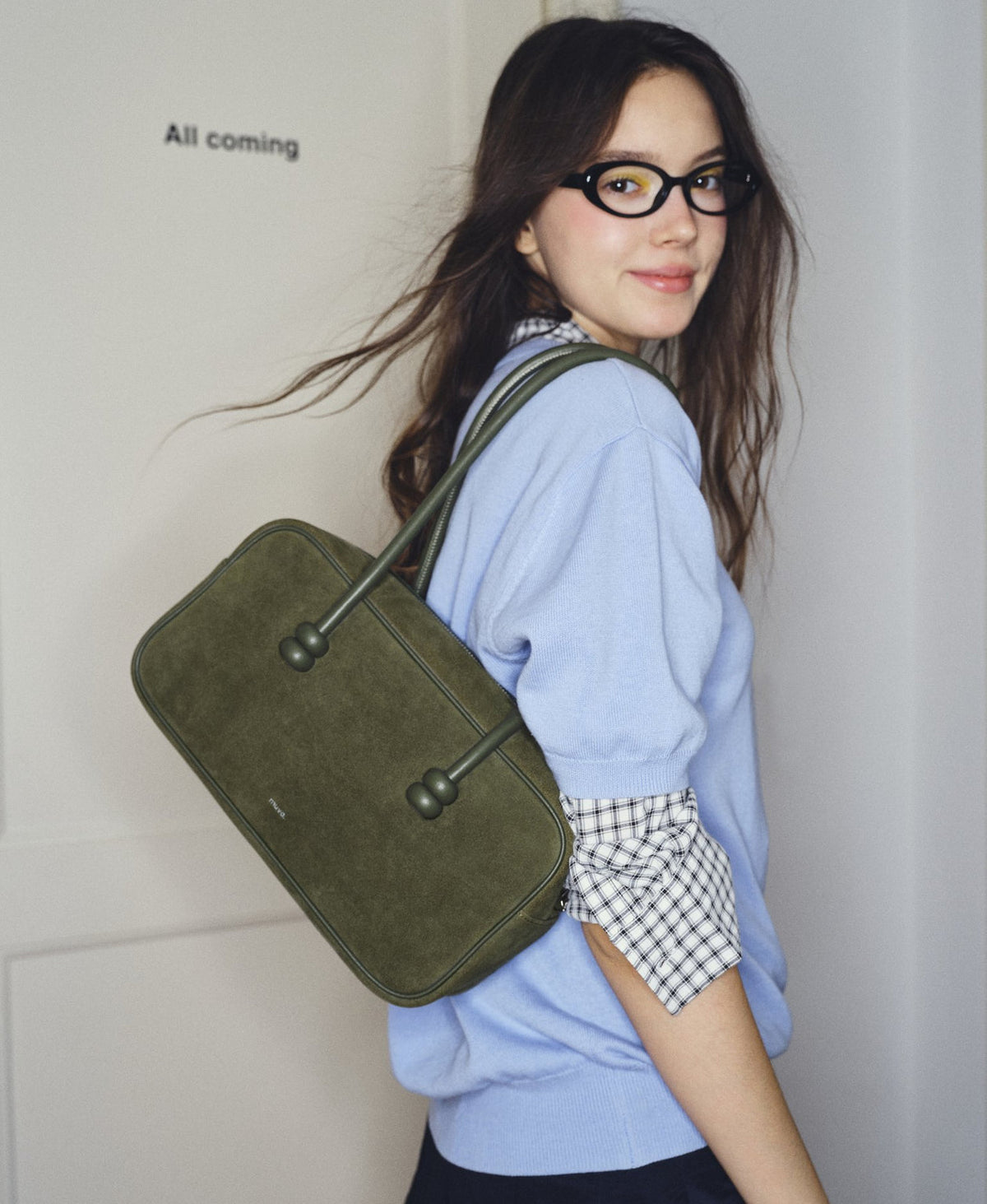 ZhuZhu Boston Suede Shoulder Bag · Olive Green