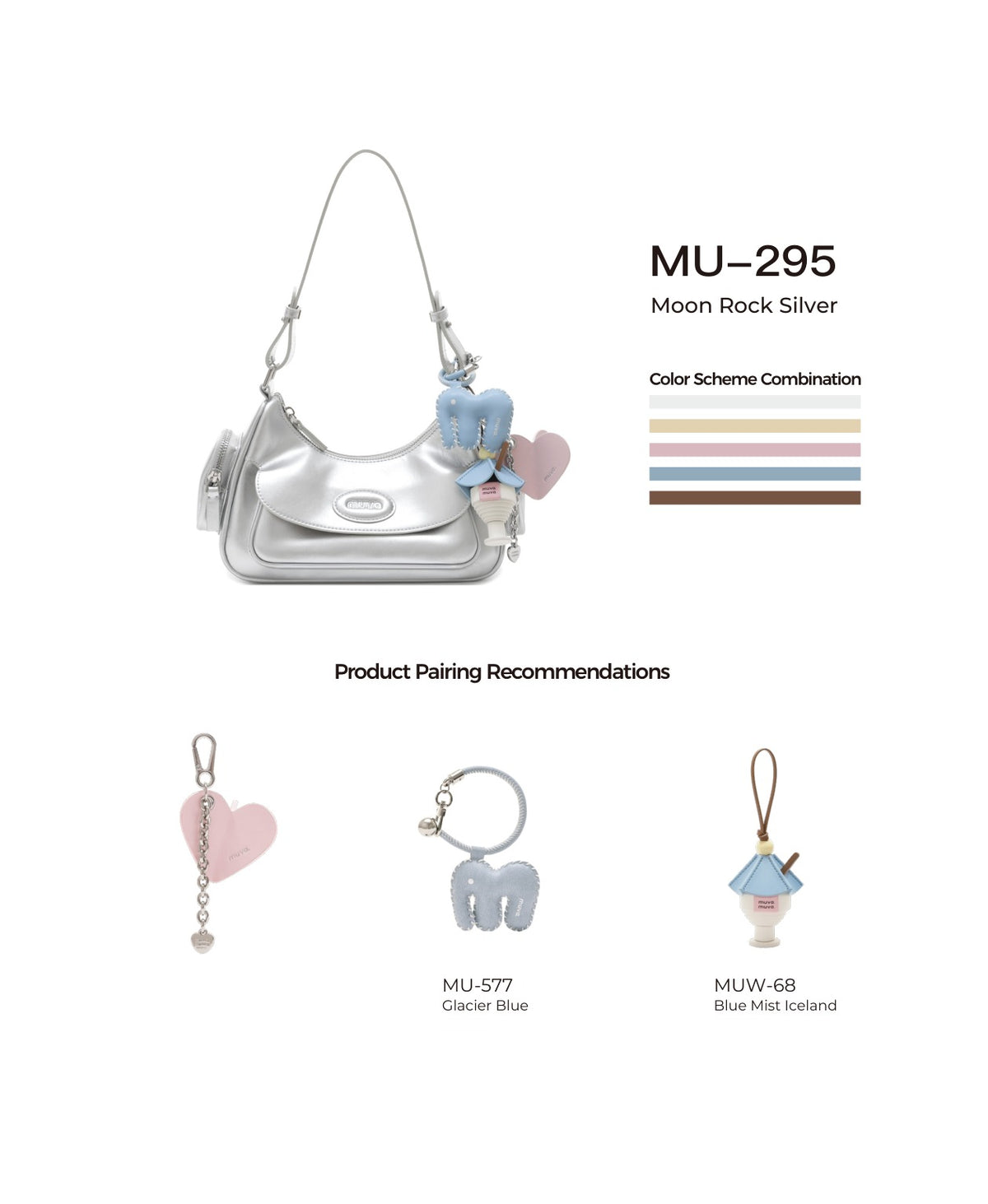 Sweet Cool Multi-Pocket Shoulder Bag · Moon Rock Silver with its matching charms: official pairing guide