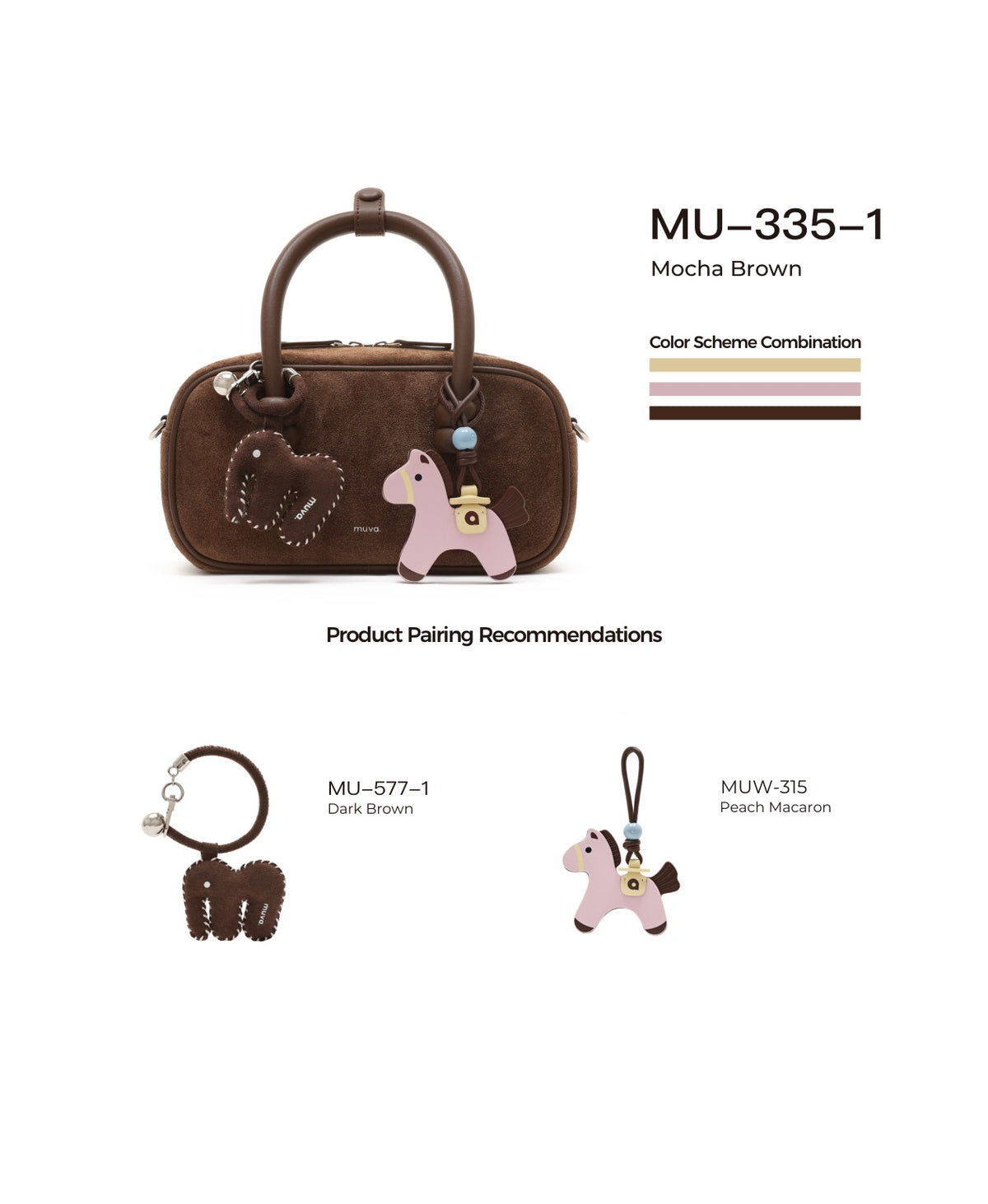 ZhuZhu Boston Suede Handbag with its matching charms: official pairing guide