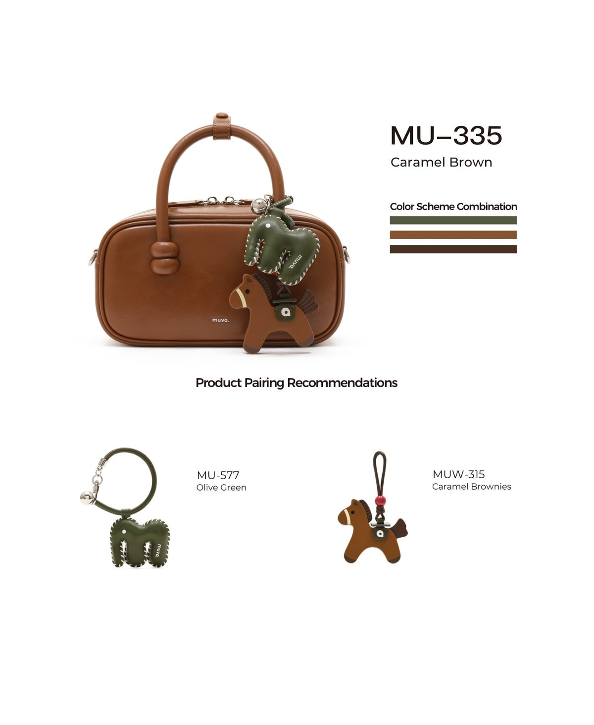 ZhuZhu Boston Bag · Caramel Brown with its matching charms: official pairing guide