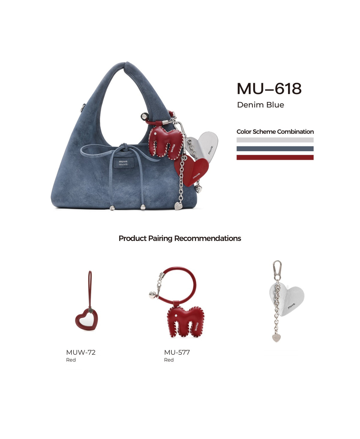 Roly-Poly Triangle Onigiri Bag · Denim Blue with its matching charms: official pairing guide
