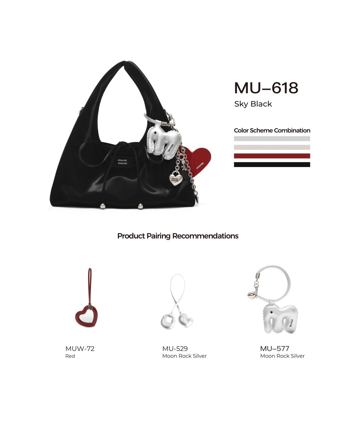 Roly-Poly Triangle Onigiri Bag · Sky Black with its matching charms: official pairing guide