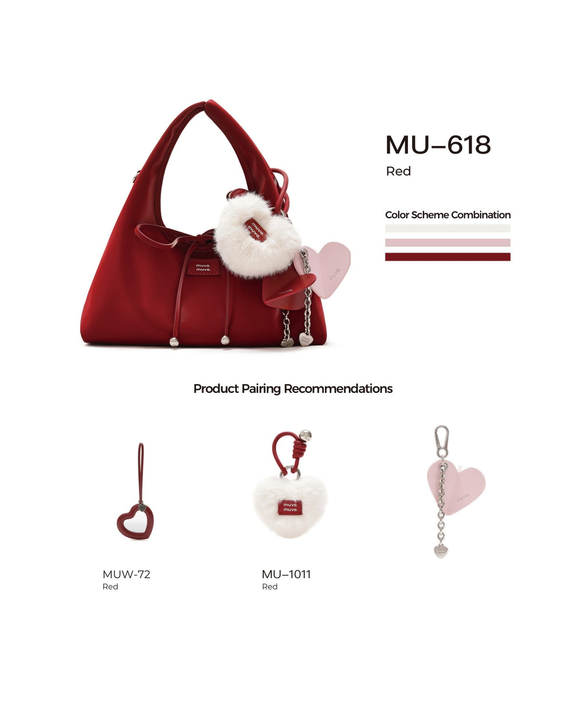 Roly-Poly Triangle Onigiri Bag · Red with its matching charms: official pairing guide