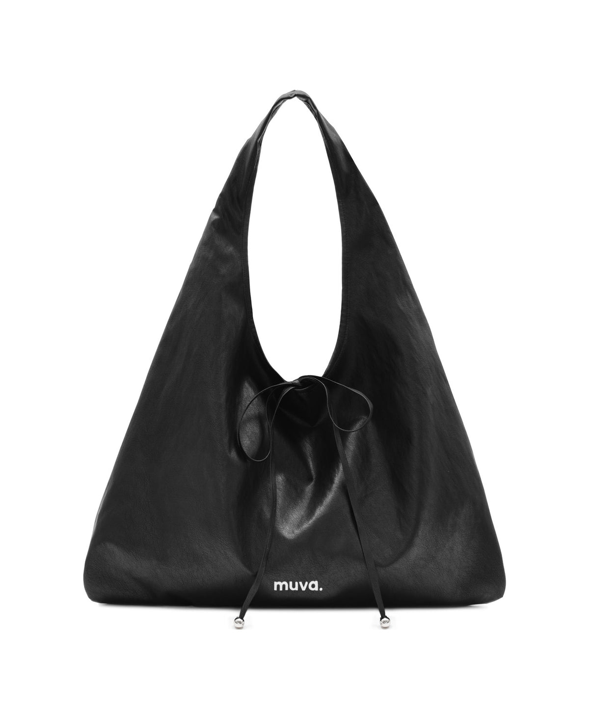 Roly-Poly Pleat Tote in Premium Black, product view 3
