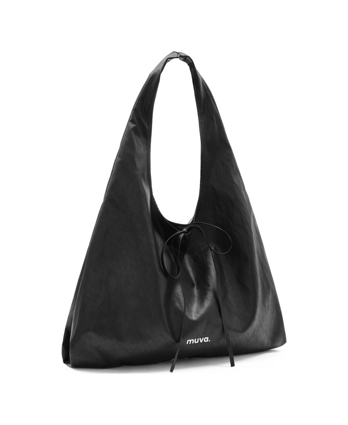 Roly-Poly Pleat Tote in Premium Black, product view 4