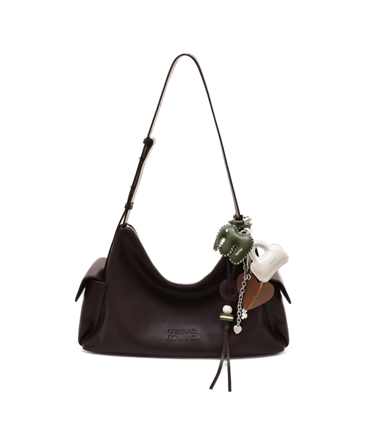 A Letter Charm (Cookies) styled on Companion Roaming Bag · Coffee