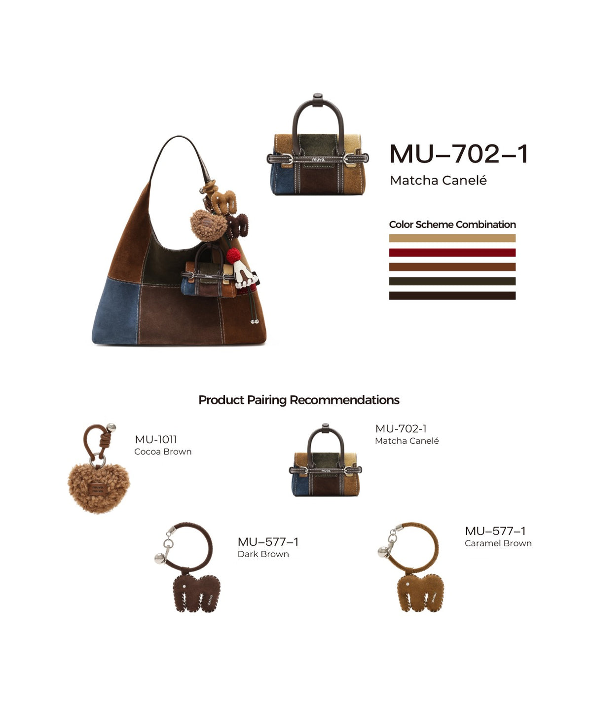 Hopscotch Tales Mini Hopscotch Pouch · Patchwork · Matcha Canelé with its matching charms: official pairing guide