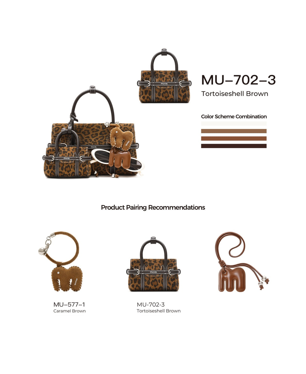 Hopscotch Tales Mini Hopscotch Pouch · Animal Print · Tortoiseshell Brown with its matching charms: official pairing guide